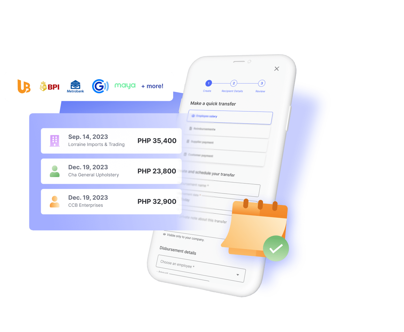 NextPay's ability to schedule payouts to multiple banks and e-wallets like GCASH, MAYA, BPI, and more.