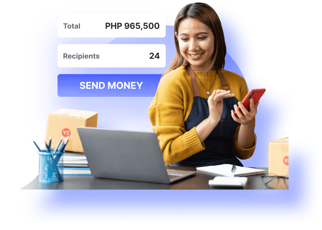 Person using NextPay to send multiple payouts in one click