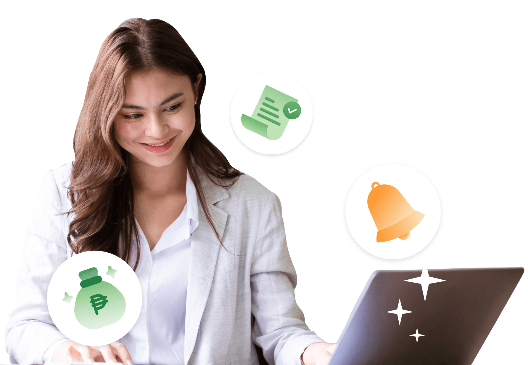 Smiling woman on her laptop