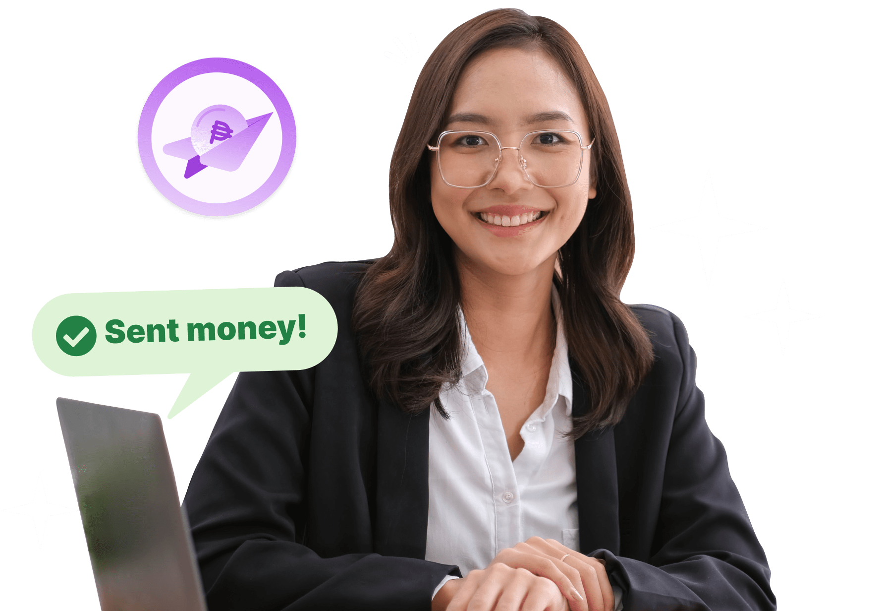 Smiling woman on her laptop