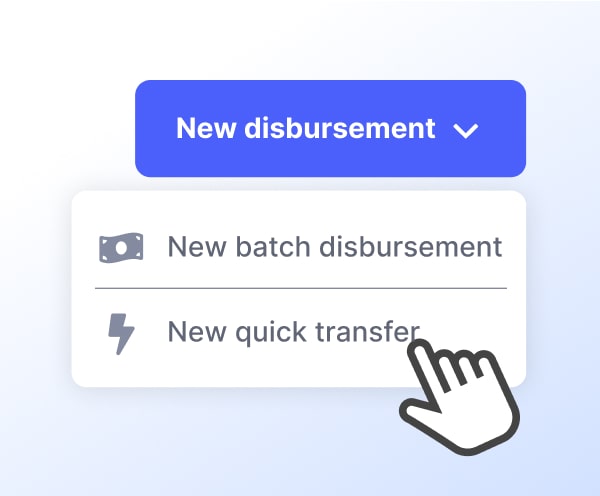 Cursor pointing to New Quick Transfer option under New Disbursement